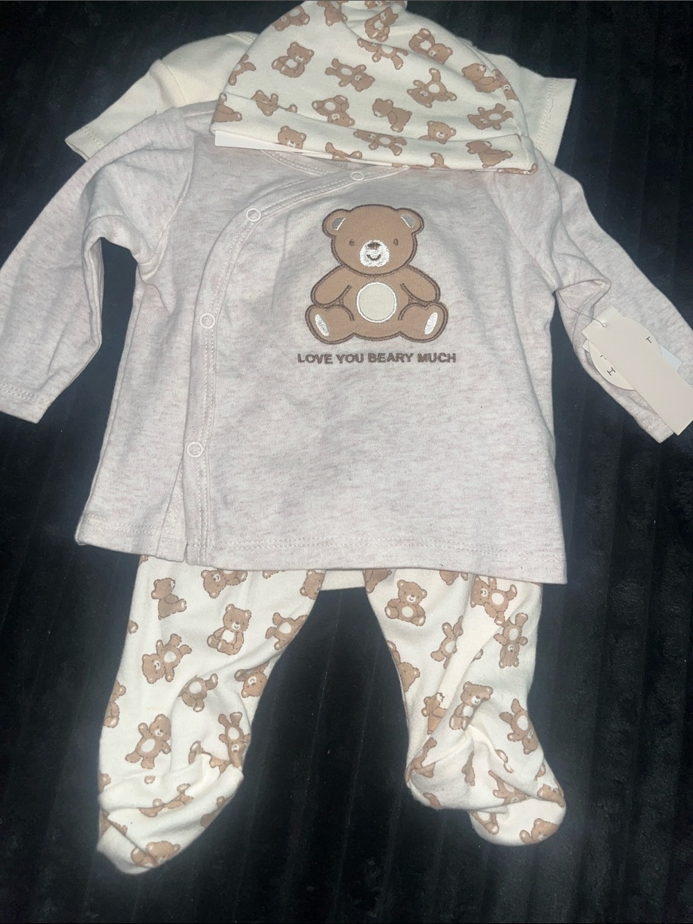 Cozy Bear Baby take home set- Cream & Brown